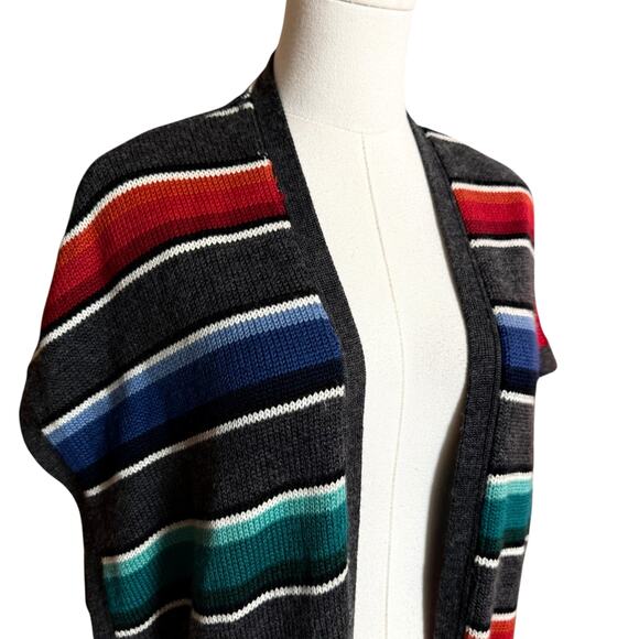Jacque & Koko Vintage 80s Striped Knit Open Cardigan Wool Blend Size XL - Picture 5 of 7